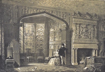 Bay-Window at Lyme Hall, Cheshire, England, 1839. Painting by Nash Joseph