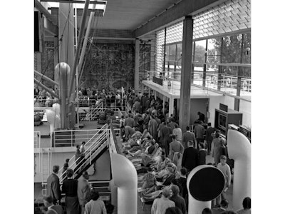 1958, Brussels, Architects: Gerrit Rietveld (1888–1964),  Jo van den Broek (1898–1978),  Jaap Bakema (1914–1981),  Joost Boks (1904–1986)