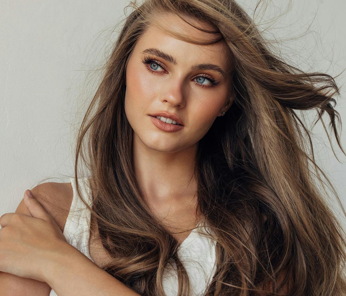womans hair blowing