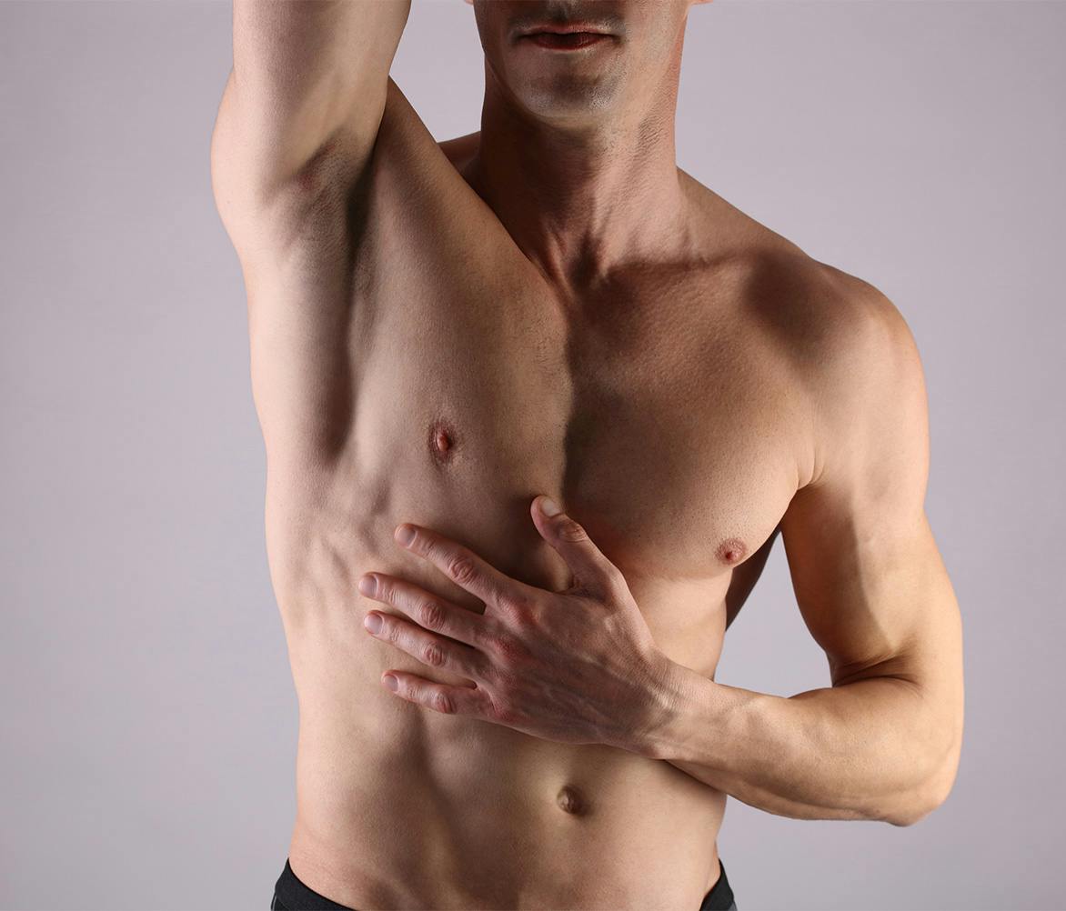 man hand on chest