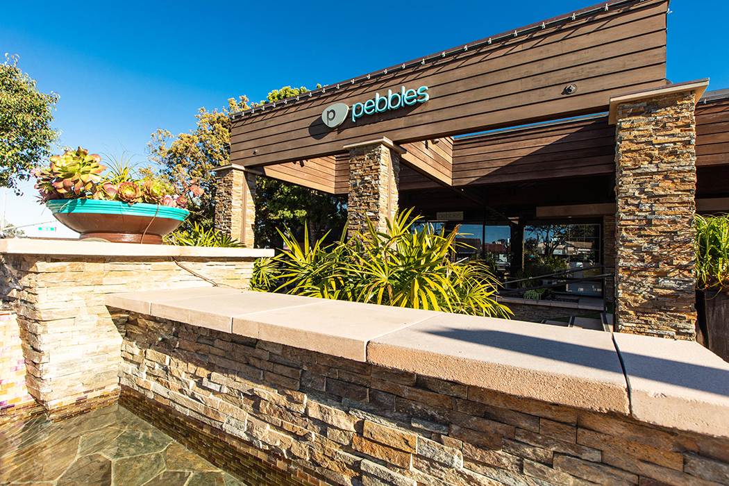 View of Pebbles storefront, part of Ranch & Coast Plastic Surgery