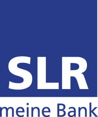Logo pour SLR meine Bank représentant les lettres SLR en blanc sur un carré bleu.