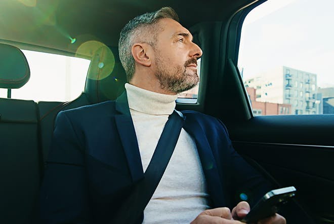 someone sitting in a car