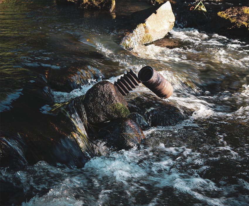 broken pipe in a river