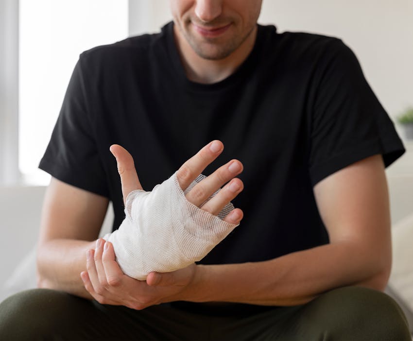 man with an injured hand