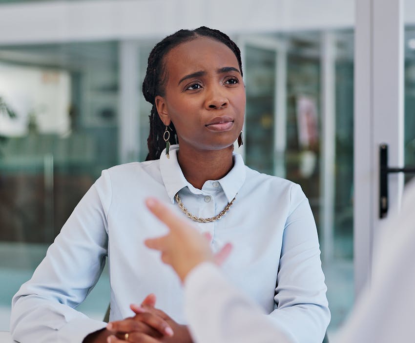 woman talking to another person