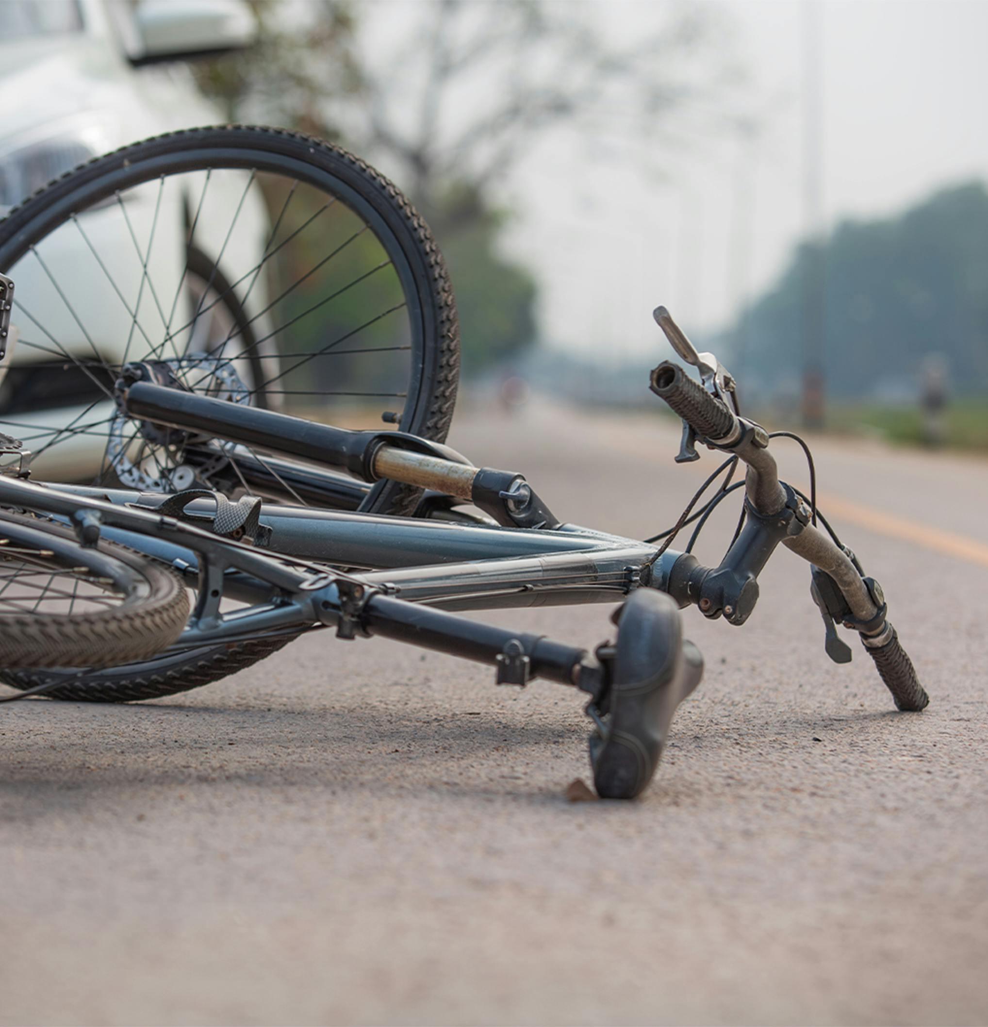 A crashed bicycle