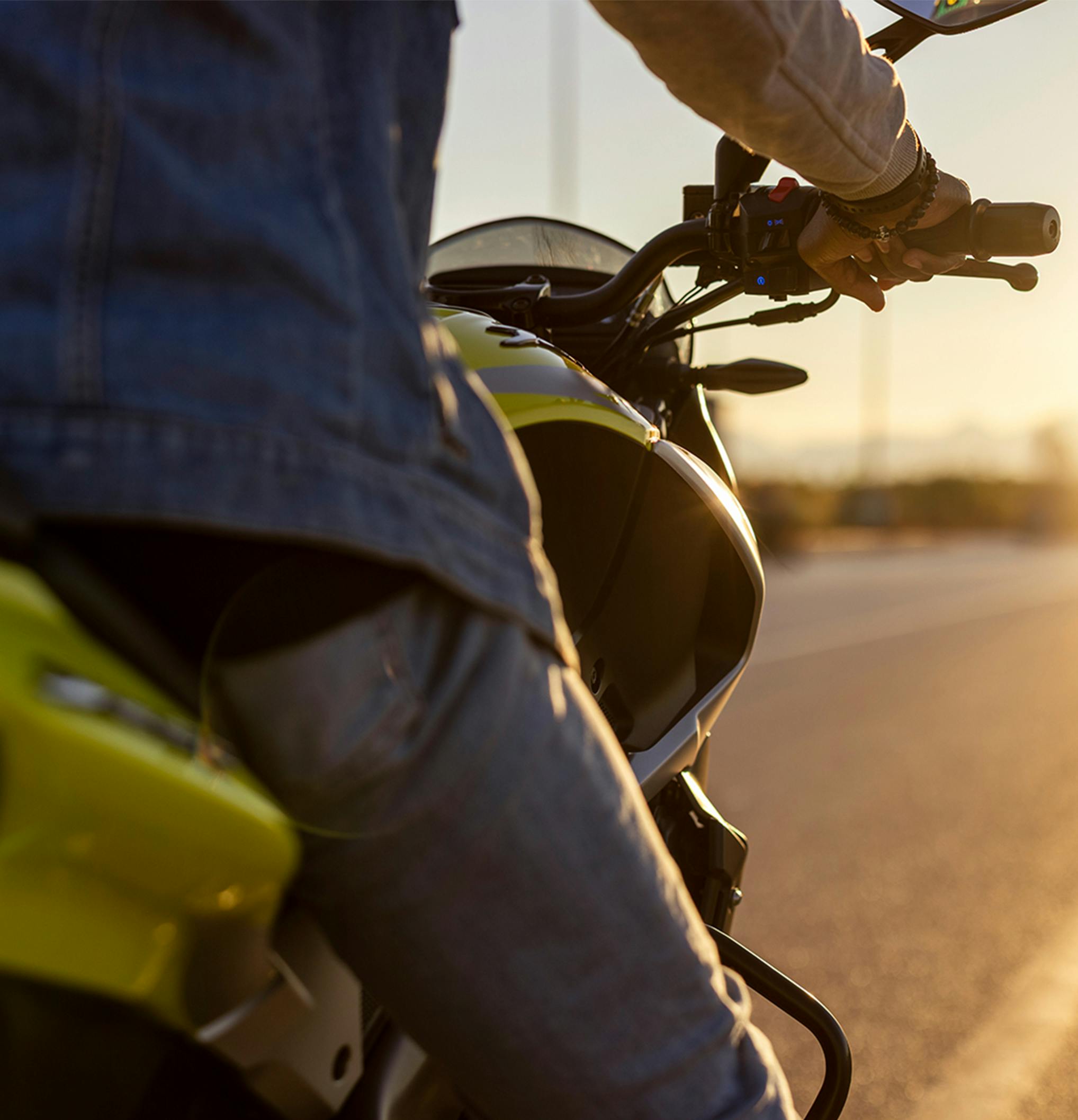 A person on a motorcycle