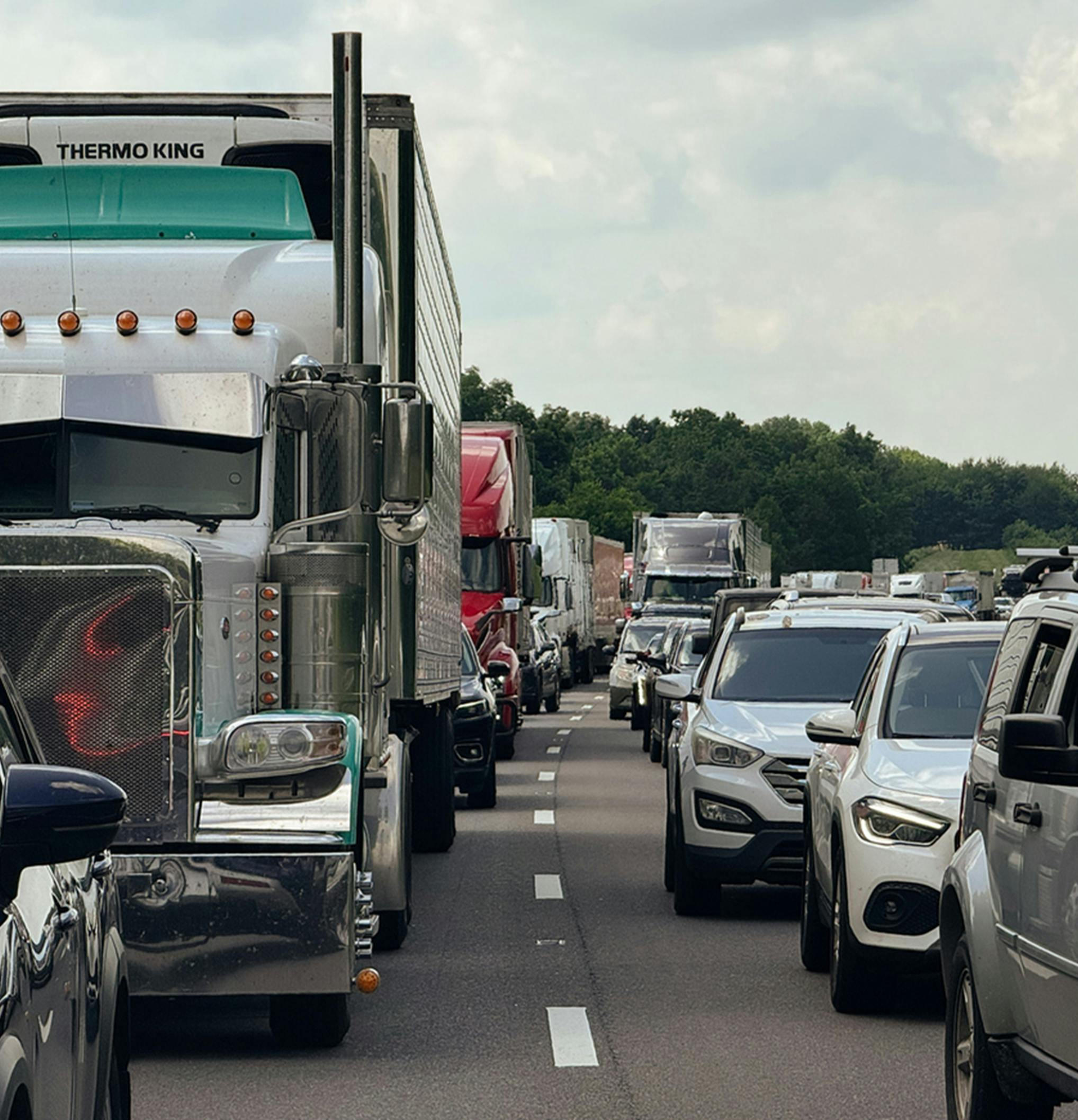 Semi trucks in traffic