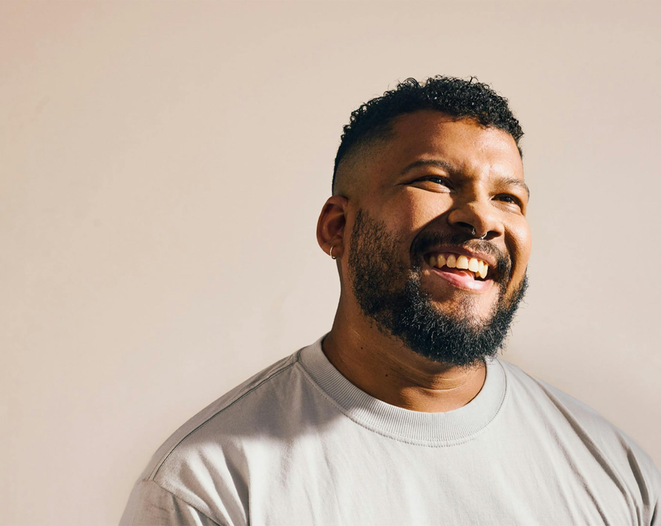 a man smiling