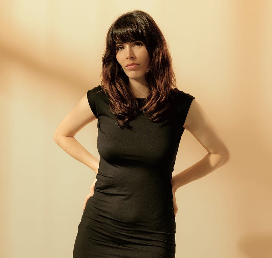 woman in black dress