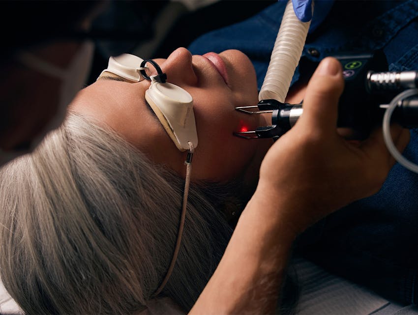 woman getting laser treatment