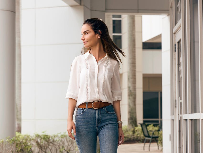 woman walking outside