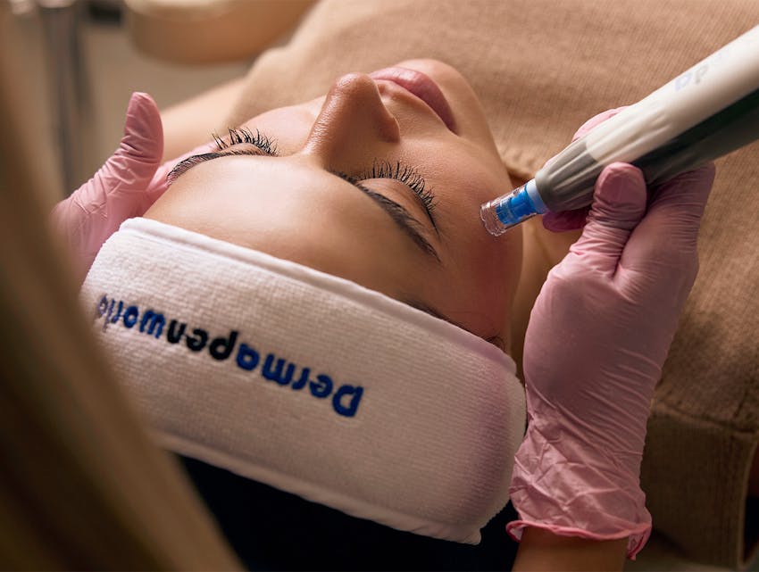 woman getting a facial done