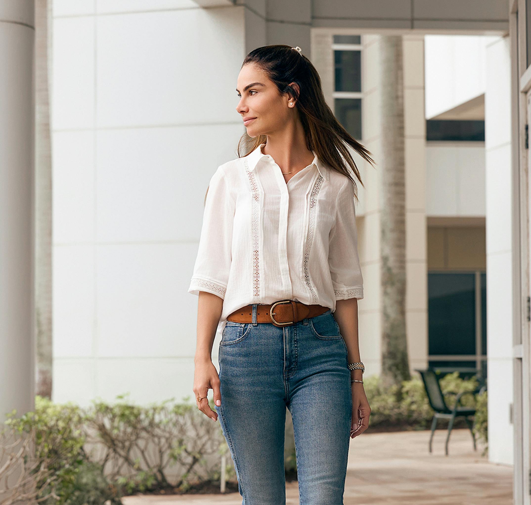 woman walking outside