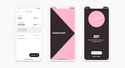 Send money app screen