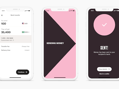 Send money app screen