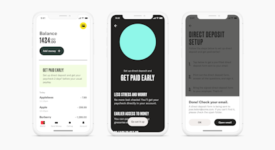 Get paid early app screen