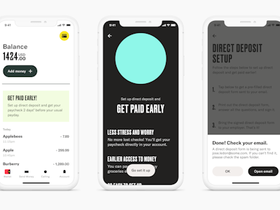 Get paid early app screen
