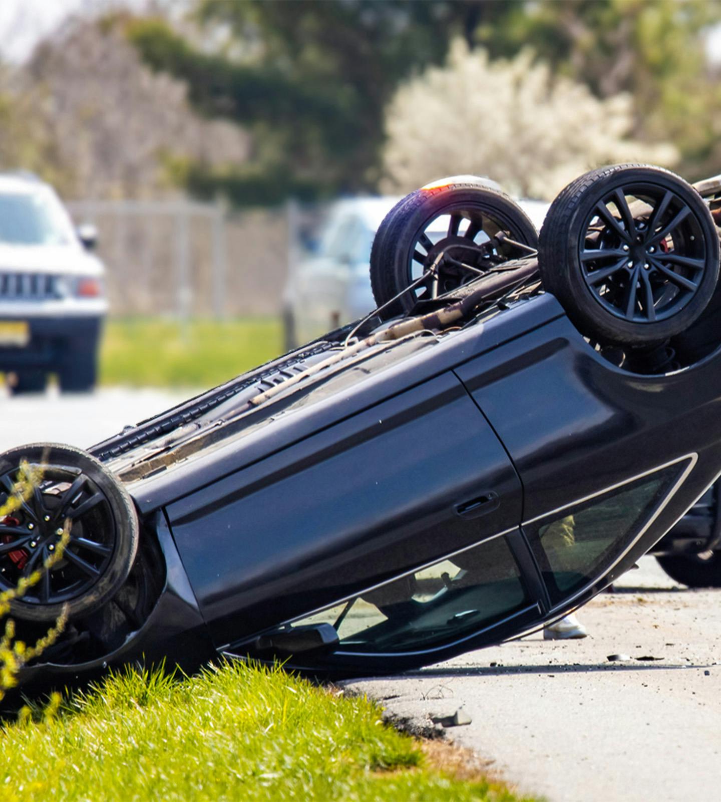 car flipped upside down