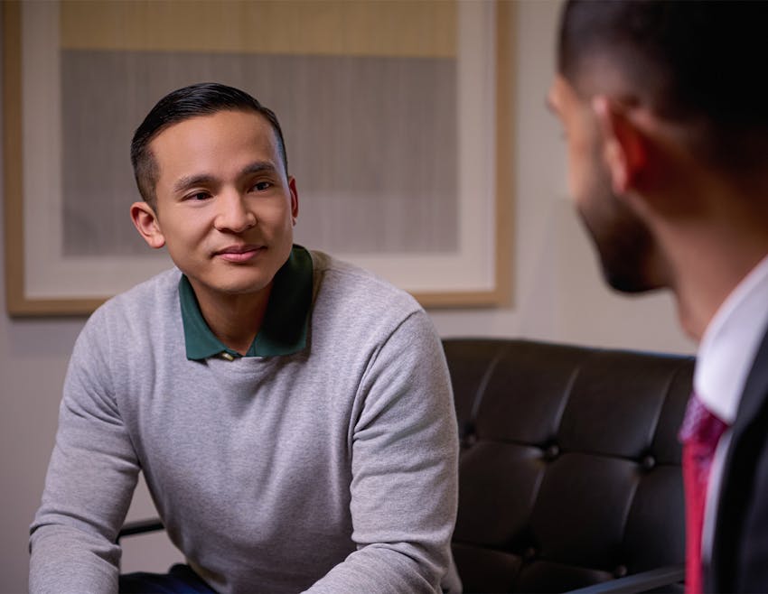 attorney talking to a client