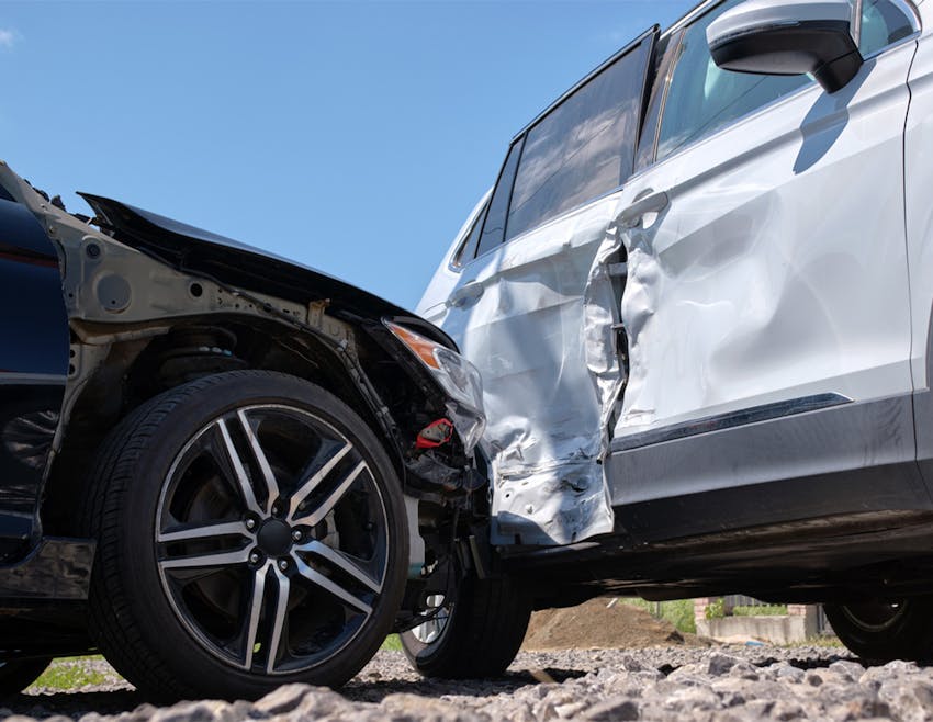 two cars in an accident