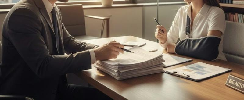 lawyer with client on desk