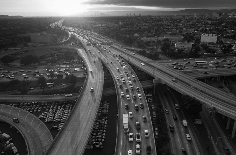 cars driving on a freeway