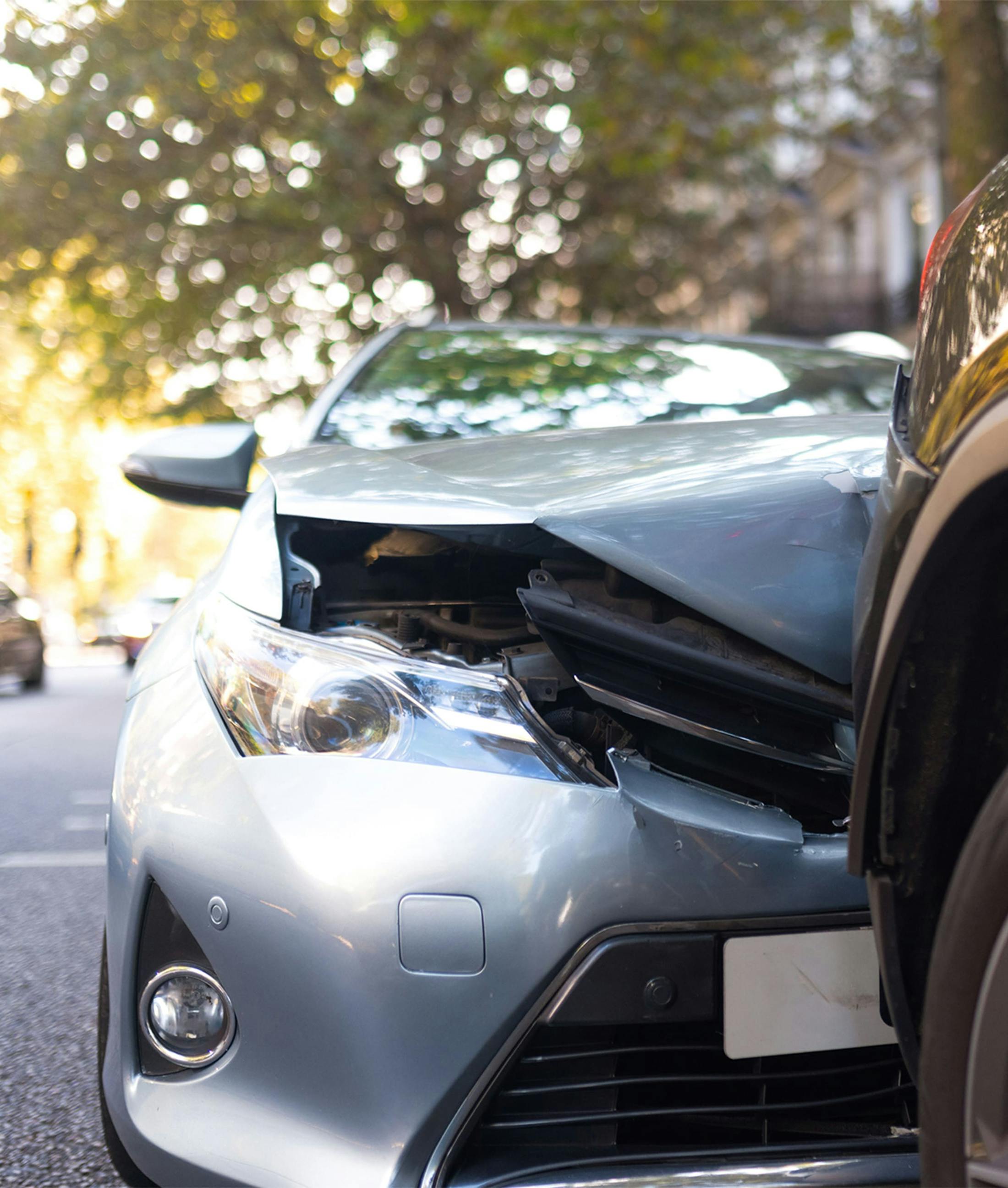 car pressed against another car