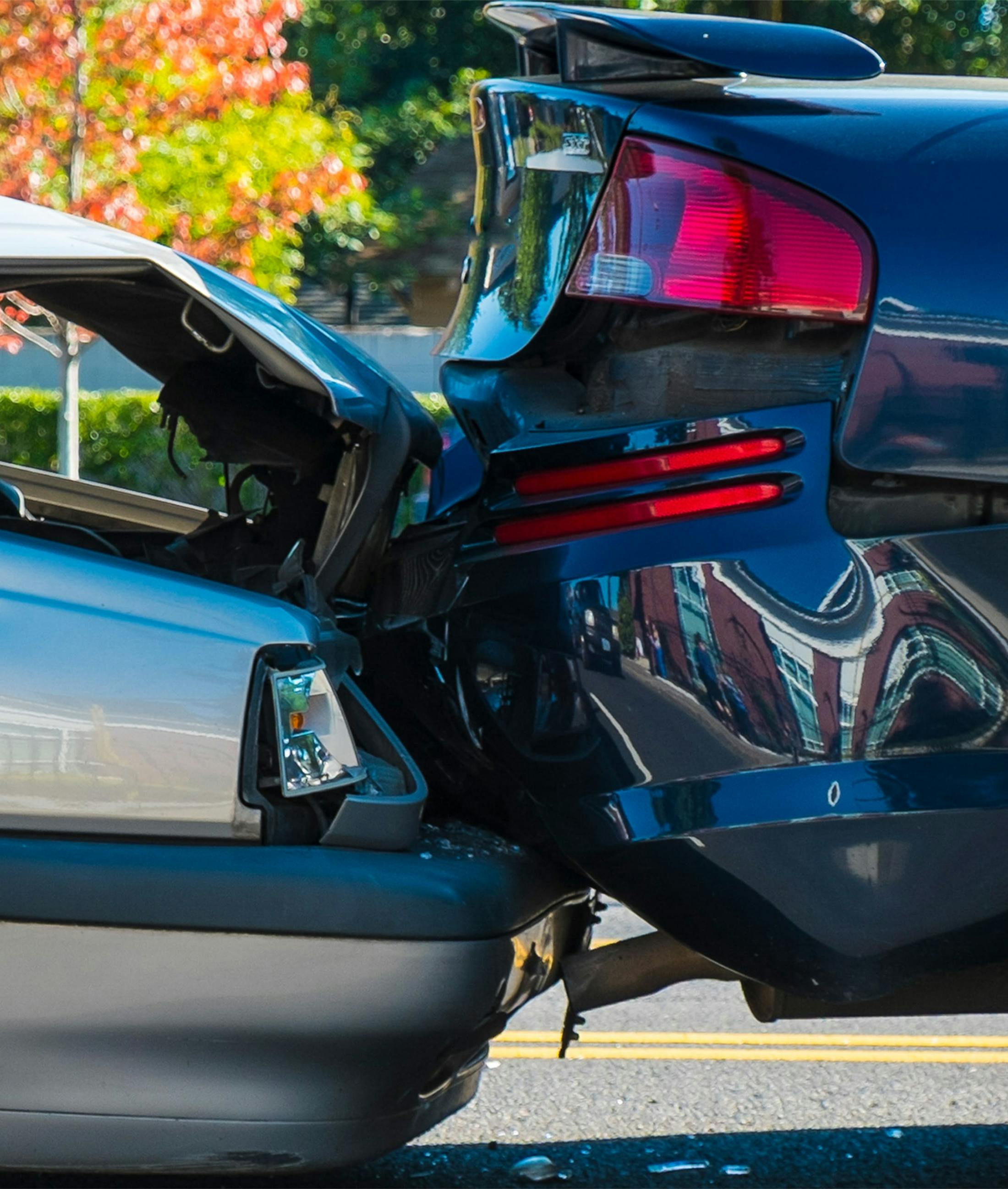 two vehicles crashed into eachother