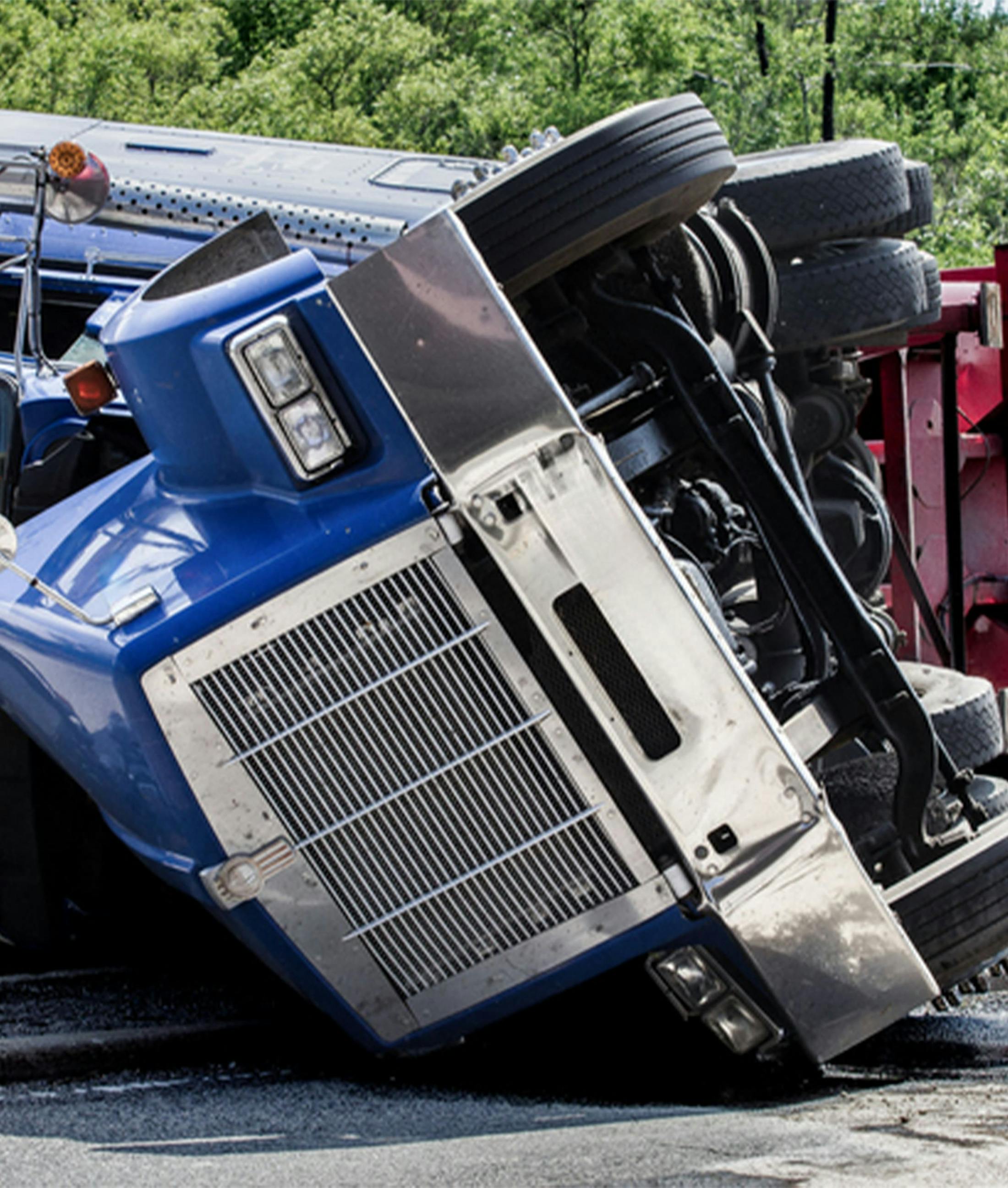 semi truck flipped over