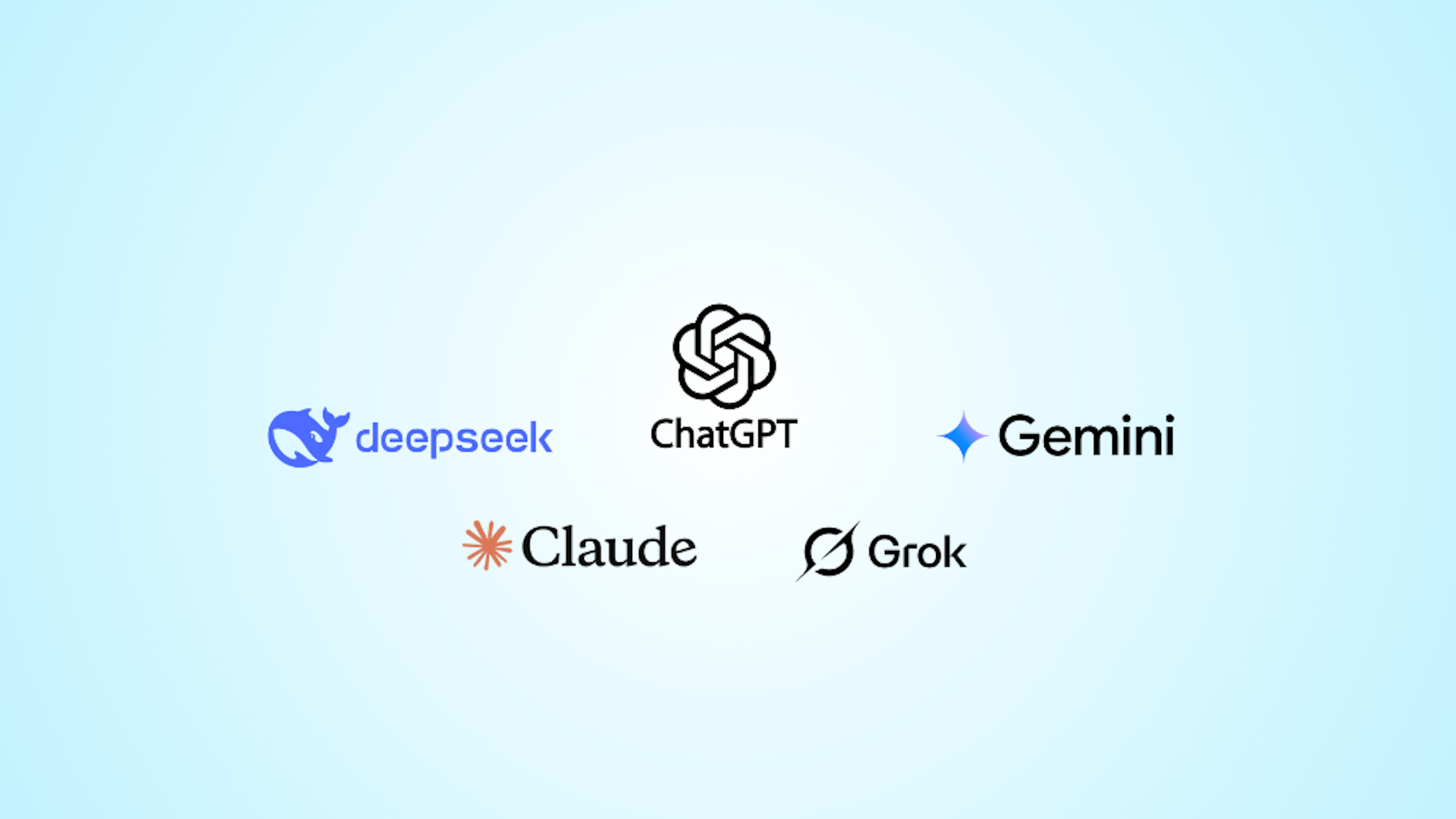Current IAS logos: Gemini, ChatGPT, Deepseek, Grok, and Claude