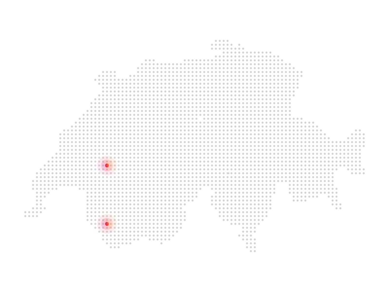 Map with our officies in Switzerland