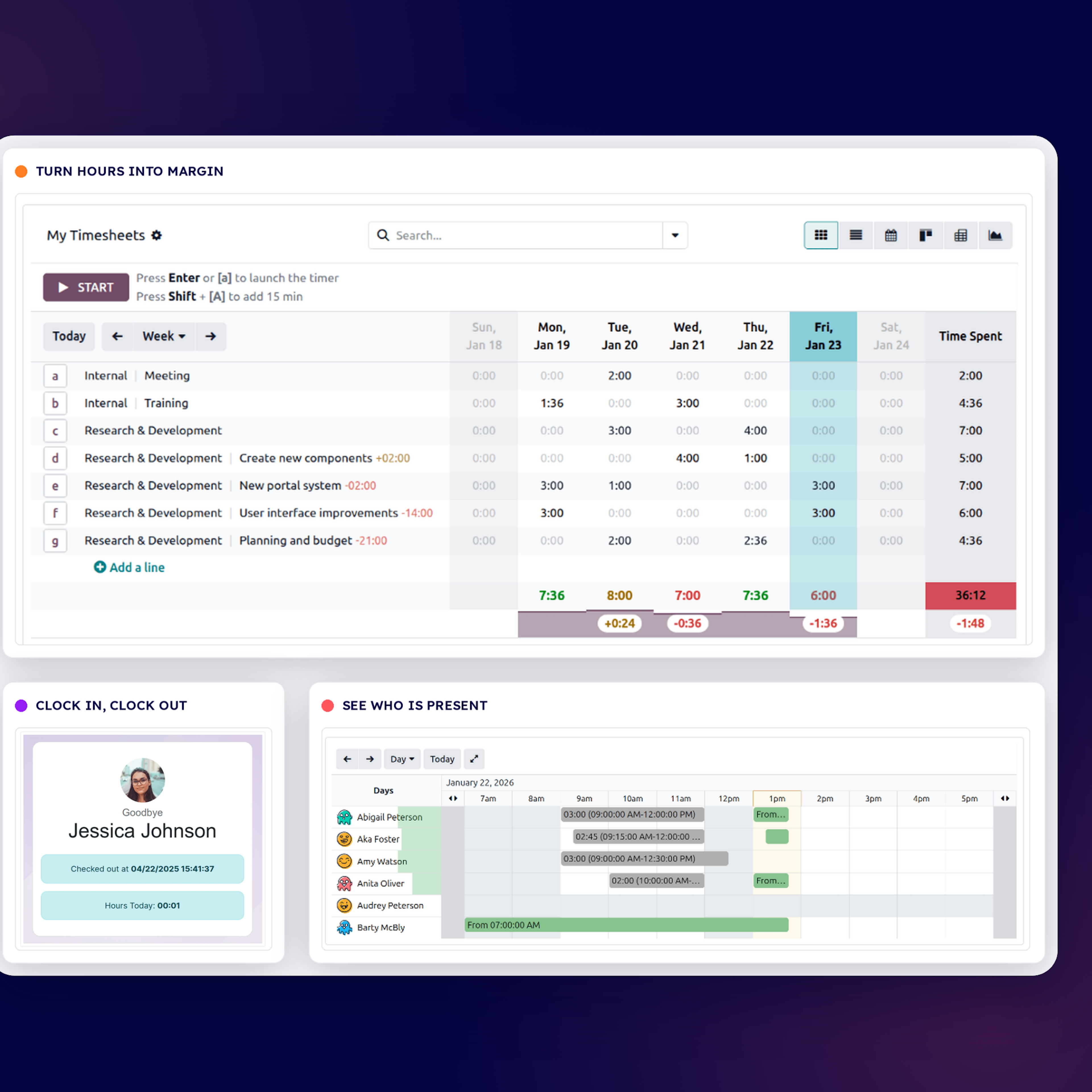 Odoo time sheets