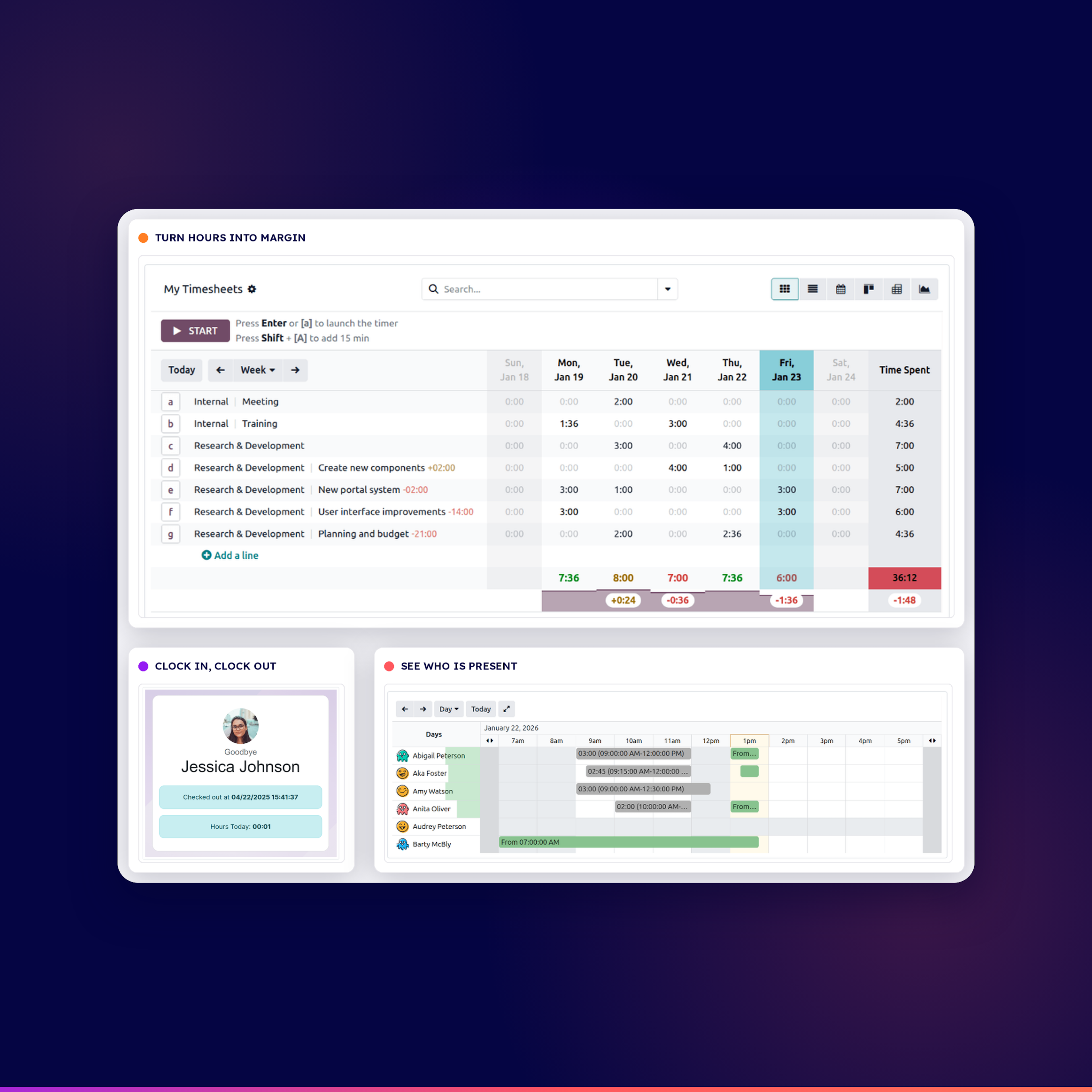 Odoo time sheets