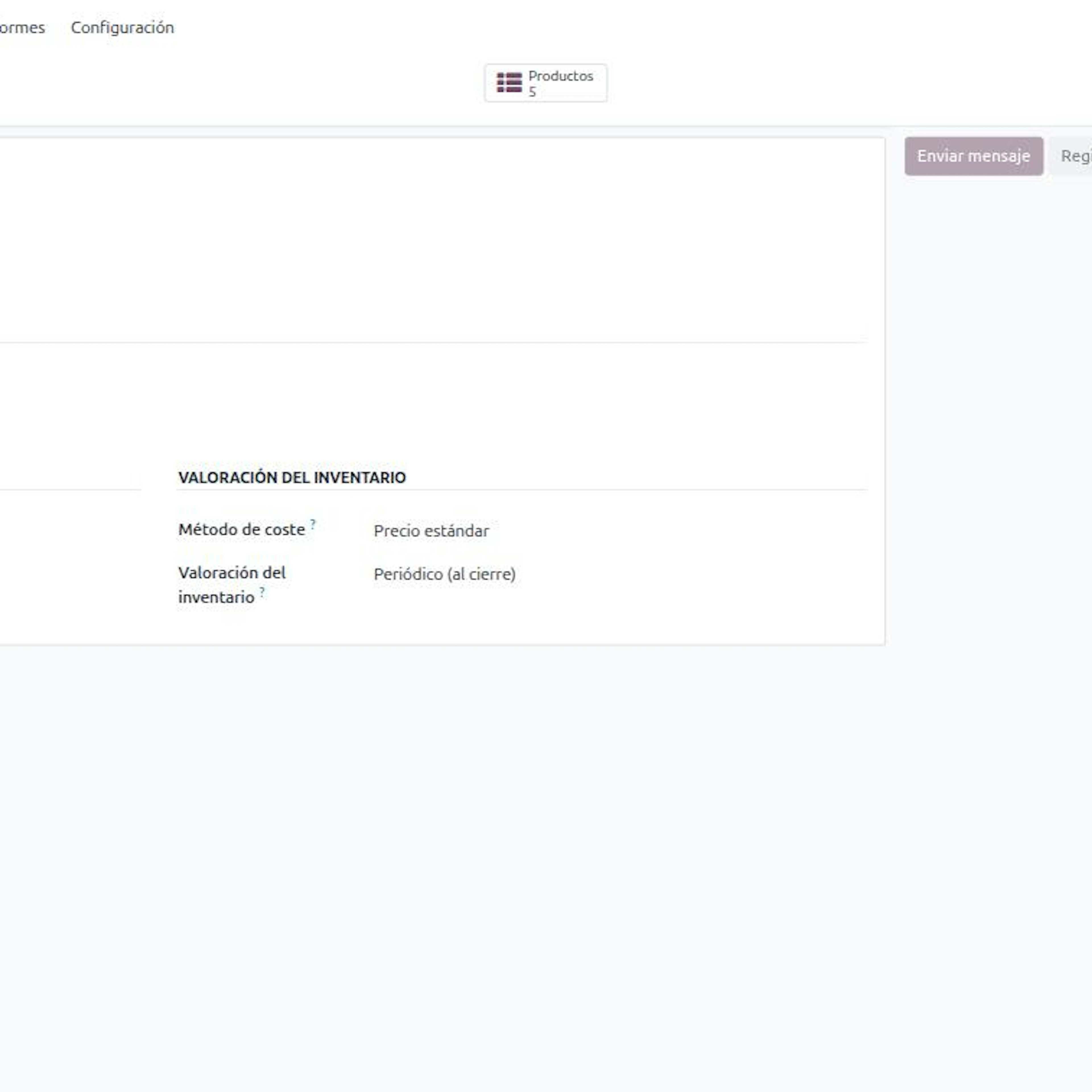 Categoría de producto Abonos en Odoo con el campo Naturaleza para el DeCA rellenado como Abonos sólidos envasados