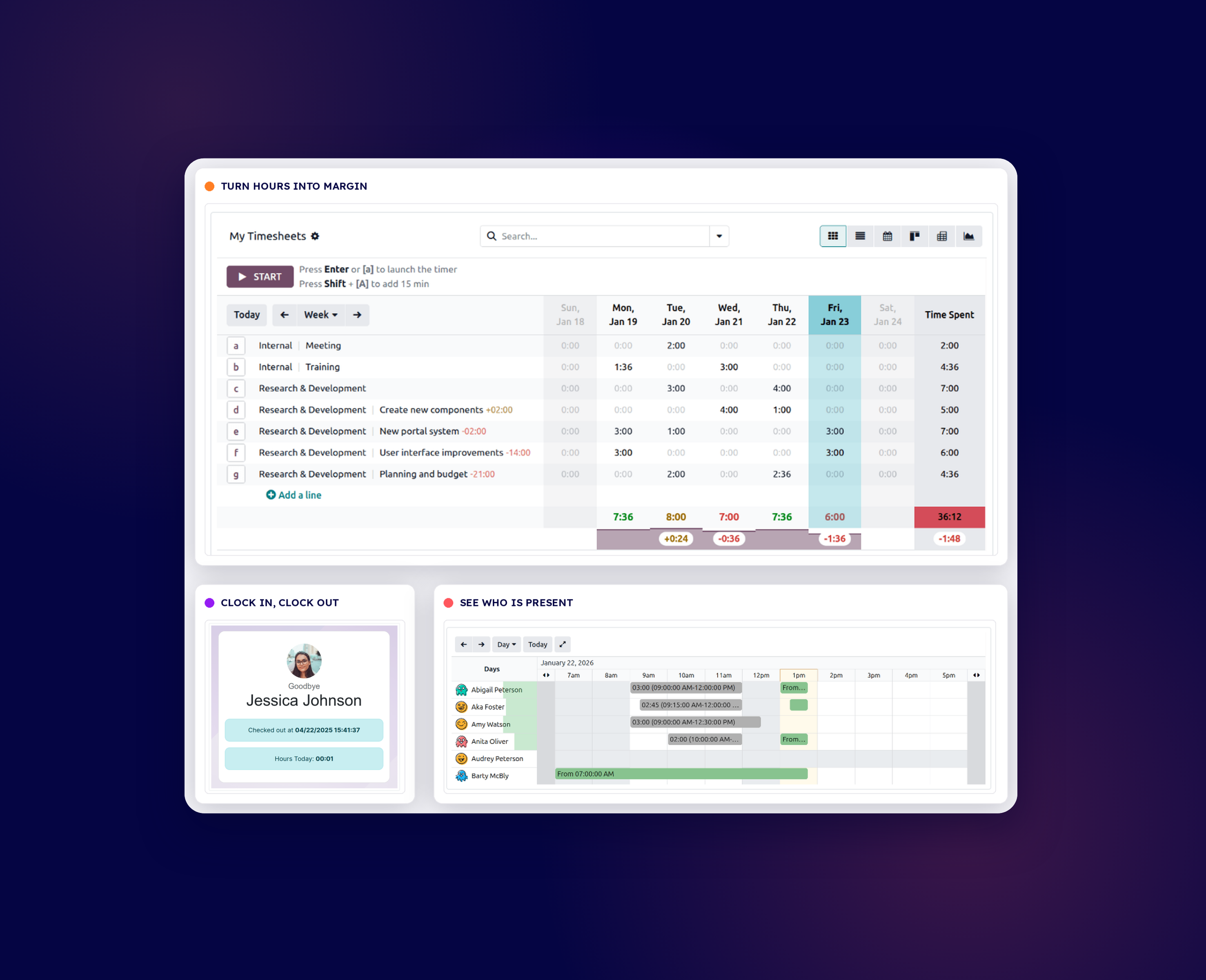 Odoo time sheets