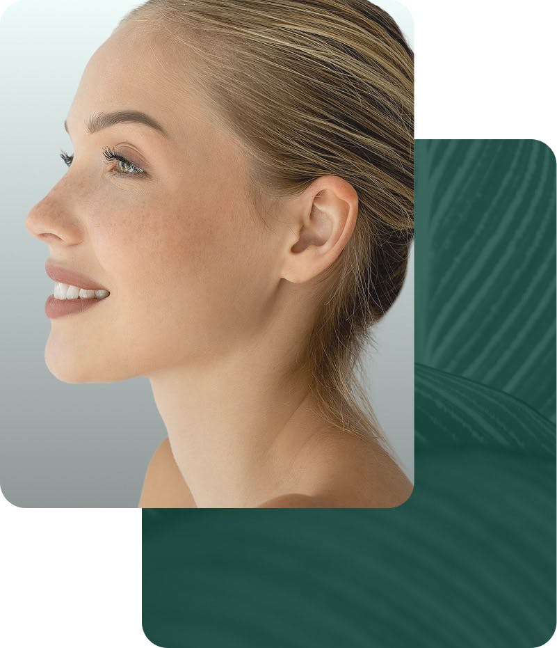 smiling woman and leaf