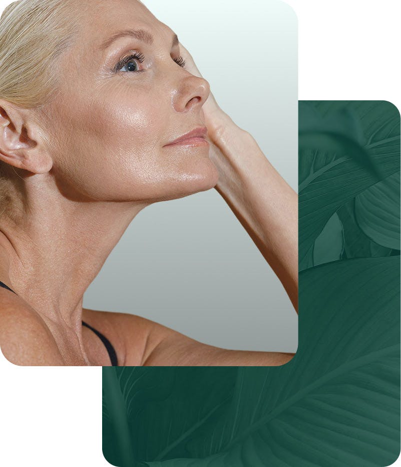 woman touching her face