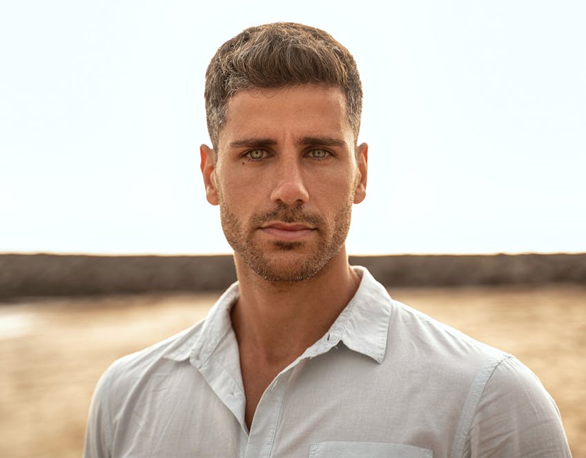 man looking at camera