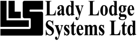 Lady Lodge Systems Logo Lady Lodge Systems Ltd text with black and white logo