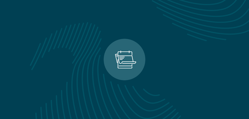 Blue erudus the takeaway icon on blue background with finger print background 