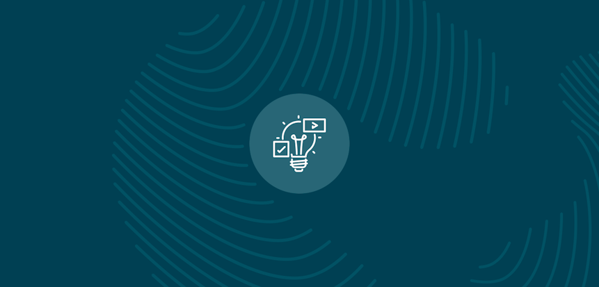 Blue Erudus tips and tricks lightbulb icon in the middle of a  dark blue background with light blue fingerprint pattern 