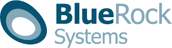 Blue Rock Systems Logo Blue Rock Systems text next to blue rock systems circular logo
