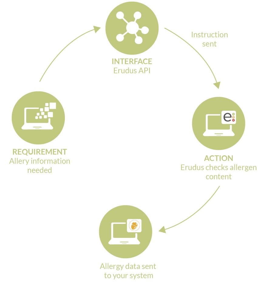 How the Erudus API works for your business A flowchart of how the Erudus API works with food service business systems