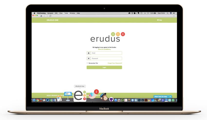 Mockup of Erudus App Icon on a Macbook dashboard 