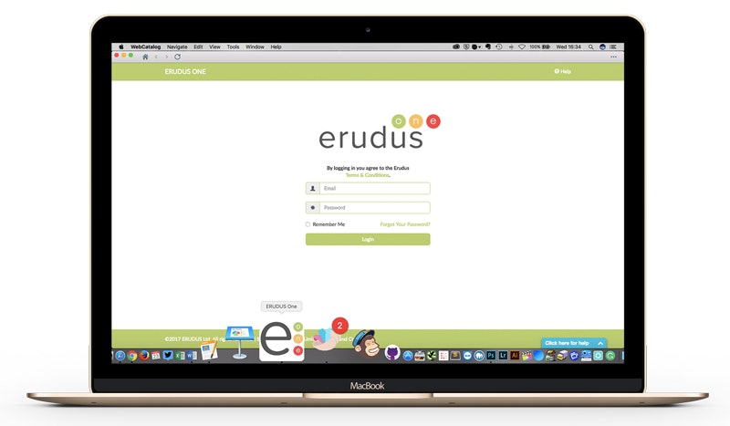 Mockup of Erudus App Icon on a Macbook dashboard 