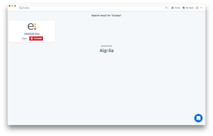 Erudus Installed on Webcatalog Webcatalog webpage with an Installed Erudus App