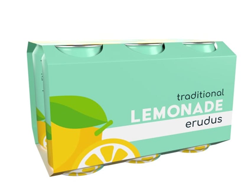 Mint blue mockup of Erudus lemonade case shot angled left 