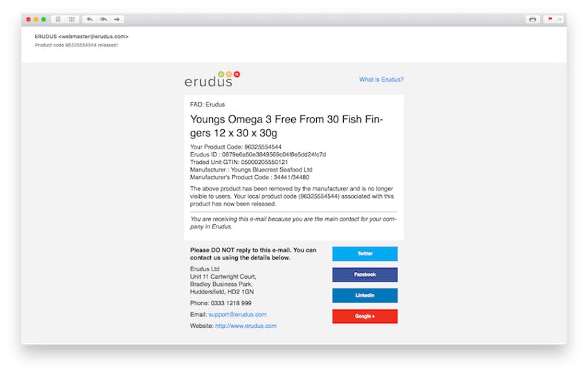 email of erudus product code release of youngs omega free from fish fingers 